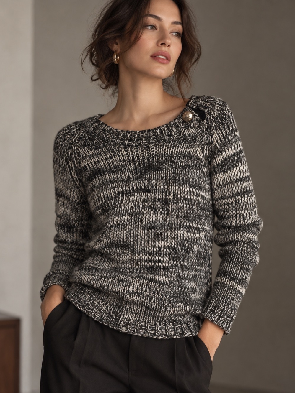 School Rag Parisian Marled Chunky Knit Wool Blend Sweater Size 3
